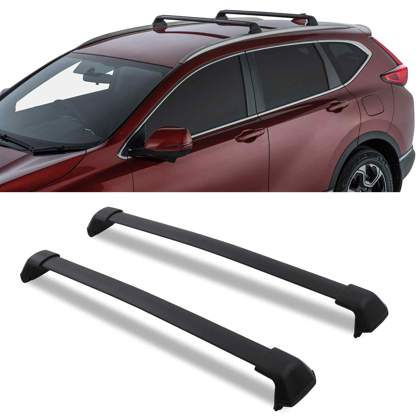 Honda Crv 12-16 Full Length Black Roof Cross Bars | Hawk Parts